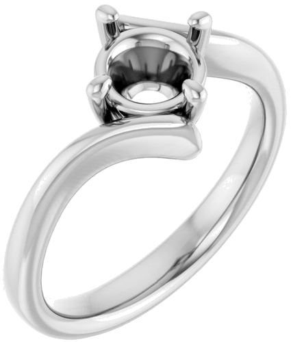 14K White  6.5 mm Round Solitaire Engagement Ring Mounting (1)