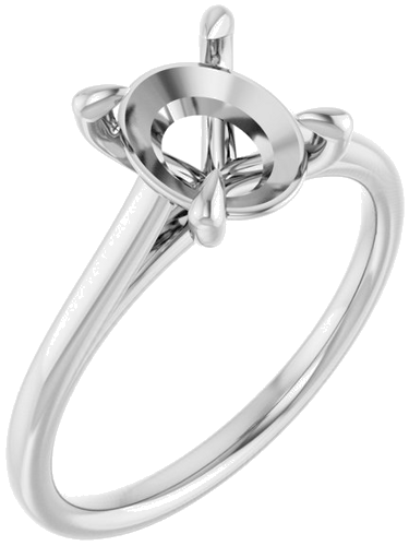 14K White  9x7 mm Oval Solitaire Engagement Ring Mounting (1)