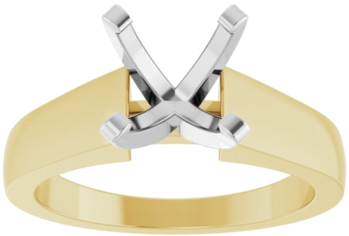 14K Yellow White 8 mm Round Solitaire Engagement Ring Mounting (3)