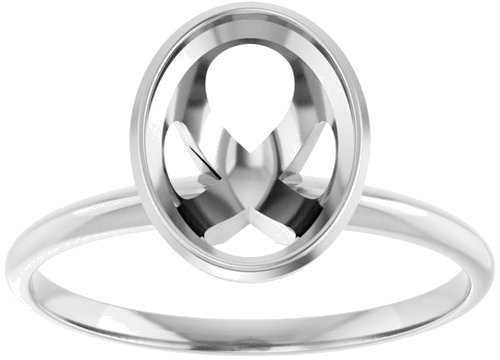 14K White 9x7 mm Oval Solitaire Engagement Ring (3)