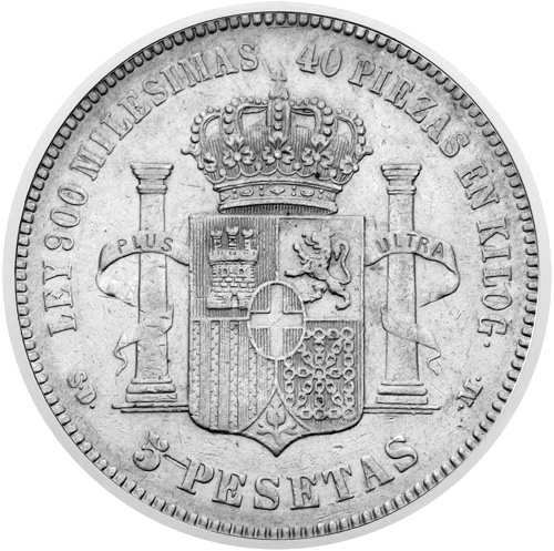 5 Pesetas Amadejs I (1871-1873) Spānija sudraba monēta (2)