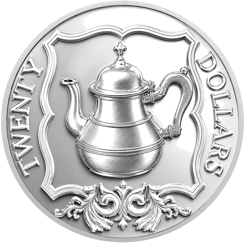 20 dolāru Tējkanna Britu Virdžīnu Salas 1985 sudraba monēta (1)