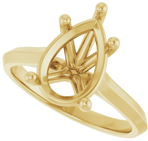 14K Yellow 12x8 mm Pear Solitaire Engagement Ring Mounting (5)