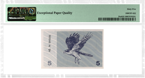 1991 Lithuania 5 Talonas PMG GEM UNC 65 (Without Counterfeit Text) (2)