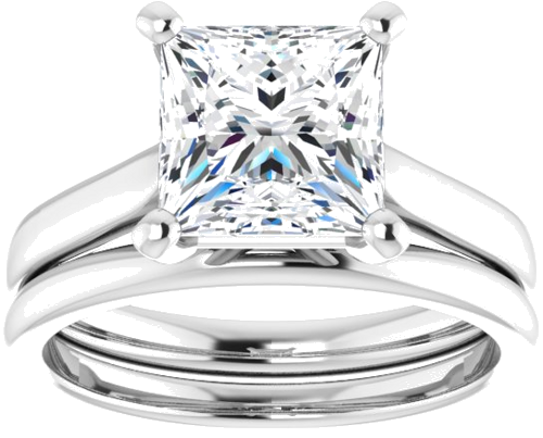 Sužadėtuvių Žiedas „Solitaire“ 585 Baltojo Aukso Square 7.5mm (8)