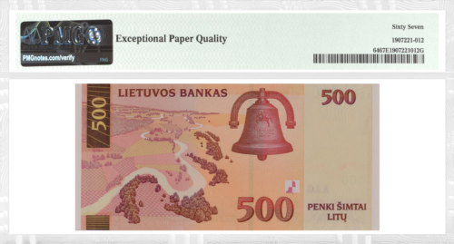 2000 Lietuva 500 litų banknotas PMG GEM UNC 67 (2)