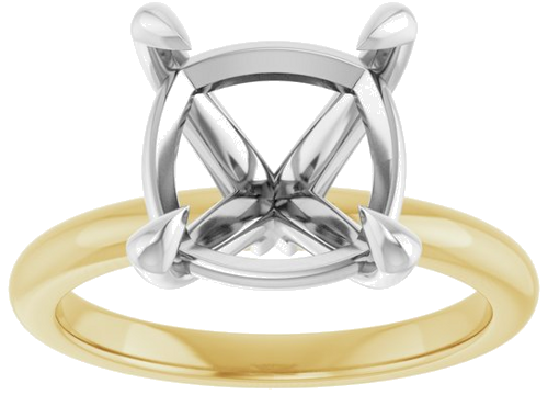 Sužadėtuvių Žiedas 585 Baltojo Ir Geltonojo Aukso Cushion 10mm (3)