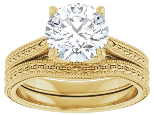 14K Yellow  8 mm Round Solitaire Engagement Ring Mounting (8)