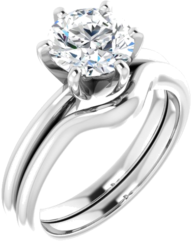 14K White  7.4 mm Round Solitaire Engagement Ring Mounting (6)