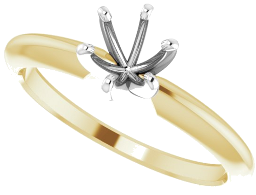 14K Yellow   White 5-5.3 mm Round 6-Prong Comfort-Fit Solitaire Ring Mounting (5)