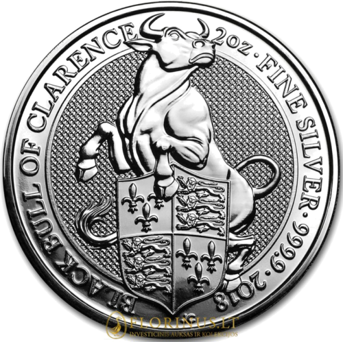 2018 Black Taurus, Queen's Beasts, Великобритания, сребърна монета от 2 унции (1)