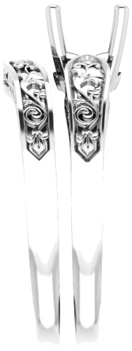 14K White 5.5 mm Asscher Floral Solitaire Engagement Ring Mounting (9)