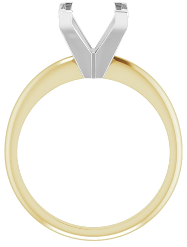 14K Yellow White 7.5 mm Square V-End 4-Prong Engagement Ring Mounting (2)