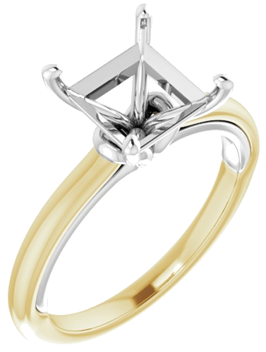 Sužadėtuvių Žiedas „Solitaire“ 585 Baltojo Ir Geltonojo Aukso Square 7.5mm (1)