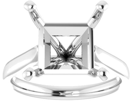 14K White 10 mm Square Engagement Ring Mounting (3)
