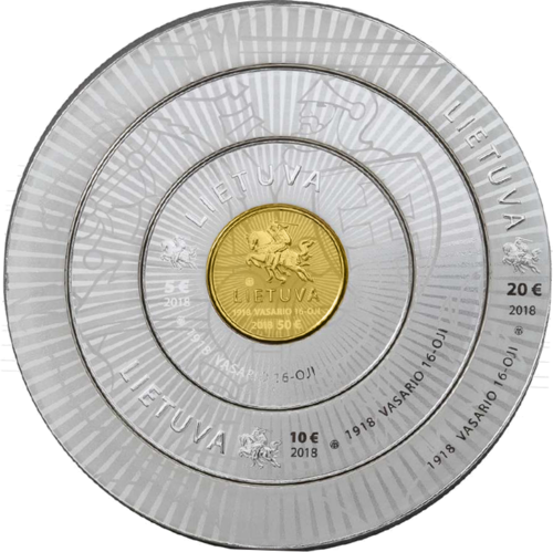 2018 Столетие Литвы золотые и серебряные монеты (1)