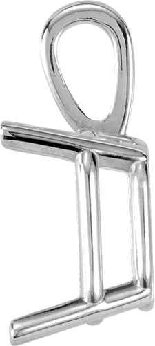 14K White 6x4 mm Emerald 4-Prong Pendant Mounting (2)