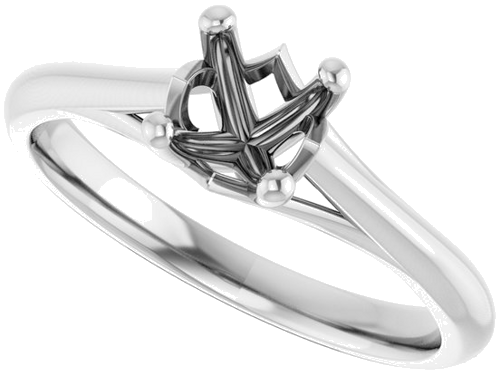 14K White 5 mm Cushion Solitaire Engagement Ring Mounting (5)