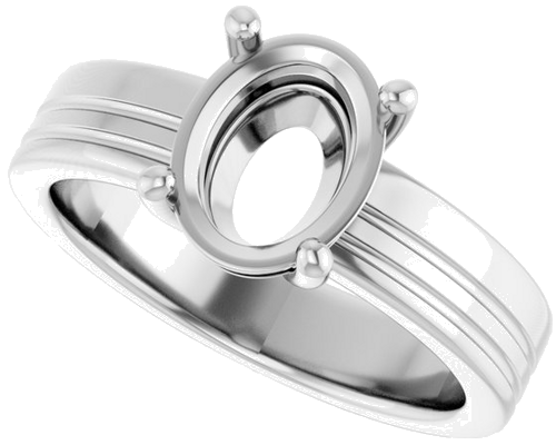 Platinum 9x7 mm Oval Solitaire Engagement Ring Mounting (5)