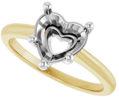 Sužadėtuvių Žiedas „Solitaire“ 585 Baltojo Ir Geltonojo Aukso Heart Shape 8mm (5)
