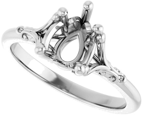 Sužadėtuvių Žiedas „Solitaire“ 585 Baltojo Aukso Pear Shape 8mm x 6mm (5)