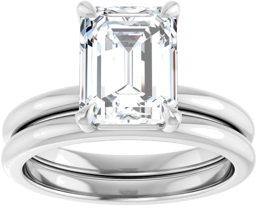 Platinum 9x7 mm Emerald Solitaire Engagement Ring Mounting (8)