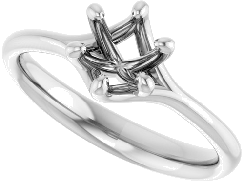 14K White 5.8 mm Round Engagement Ring Mounting (5)