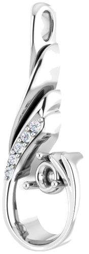 14K White 3 mm Round .02 CTW Natural Diamond Semi-Set Pendant (2)