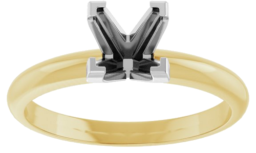 Sužadėtuvių Žiedas „V-End Solitaire“ 585 Baltojo Ir Geltonojo Aukso Square 5.5mm (3)