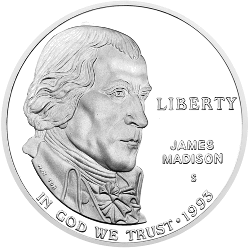 1993 James Madison USA 1 Dollar Silver Coin (1)