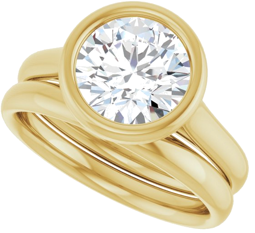 Sužadėtuvių Žiedas „Bezel-Set Solitaire“ 585 Geltonojo Aukso Round 8.2mm (10)