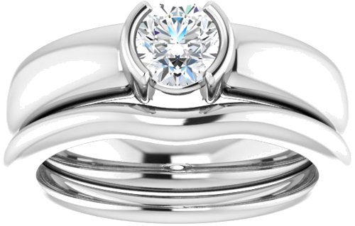 Sužadėtuvių Žiedas „Half Bezel Solitaire“ 585 Baltojo Aukso Round 5.2mm (8)