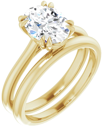 Sužadėtuvių Žiedas „Solitaire“ 585 Geltonojo Aukso Oval 9mm x 7mm (6)