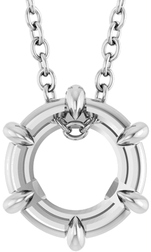 14K White 7 mm Round Solitaire 16-18  Necklace Mounting (1)