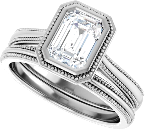 Sužadėtuvių Žiedas „Solitaire“ 585 Baltojo Aukso Emerald 7mm x 5mm (10)