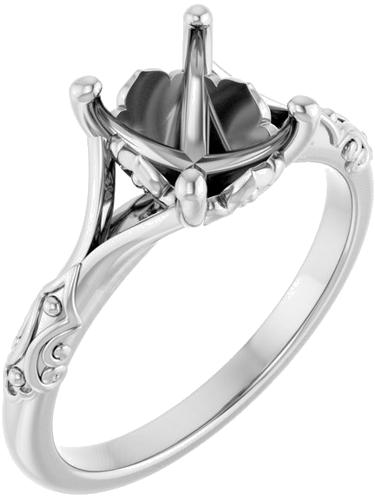 14K White 9x7 mm Oval Solitaire Engagement Ring Mounting (1)