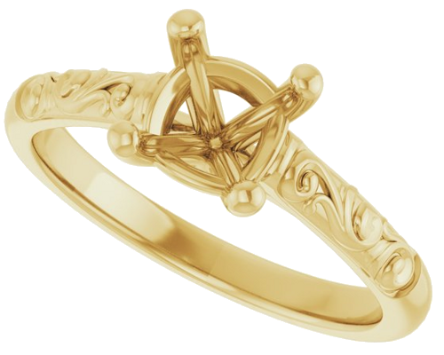 14K Yellow 6 mm Cushion Solitaire Engagement Ring Mounting (5)