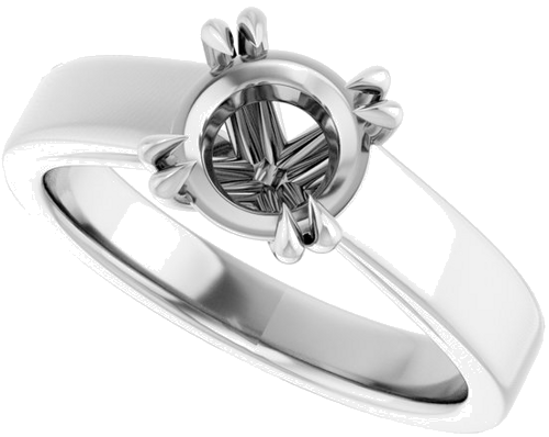 Sužadėtuvių Žiedas „Solitaire“ 585 Baltojo Aukso Round 7mm (5)