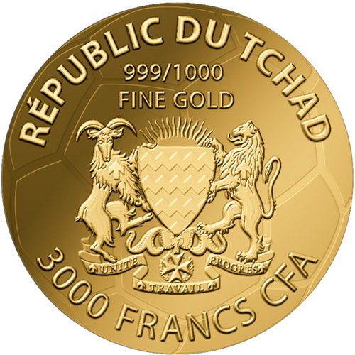 1/1000 oz Football Argentina 3000 Francs Chad Gold Coin (2)