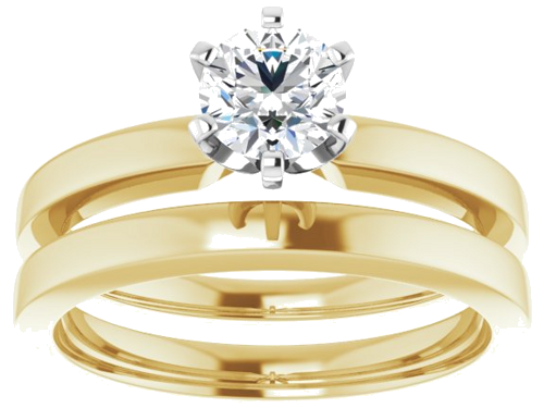 Sužadėtuvių Žiedas „Solitaire“ 585 Baltojo Ir Geltonojo Aukso Round 5.2mm (8)