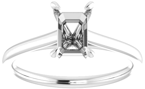 10K White  7x5 mm Emerald Solitaire Engagement Ring Mounting (3)