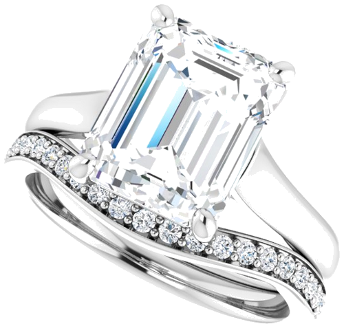 14K White 10x8 mm Emerald Solitaire Engagement Ring Mounting (10)