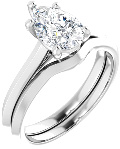 Sužadėtuvių Žiedas „Solitaire“ 585 Baltojo Aukso Pear Shape 9mm x 6mm (6)