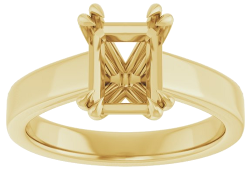14K Yellow 8x6 mm Emerald Engagement Ring Mounting (3)