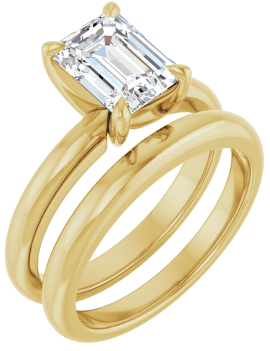 Sužadėtuvių Žiedas „Solitaire“ 585 Geltonojo Aukso Emerald 8mm x 6mm (6)