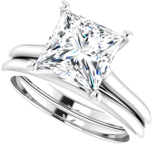 18K White 7.5 mm Square Solitaire Engagement Ring Mounting (10)