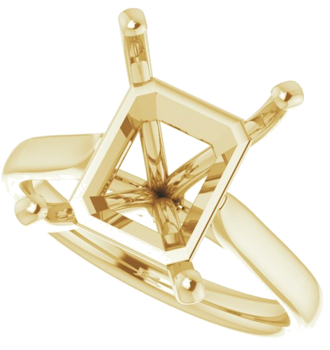 Sužadėtuvių Žiedas „Solitaire“ 585 Geltonojo Aukso Emerald 12mm x 10mm (5)