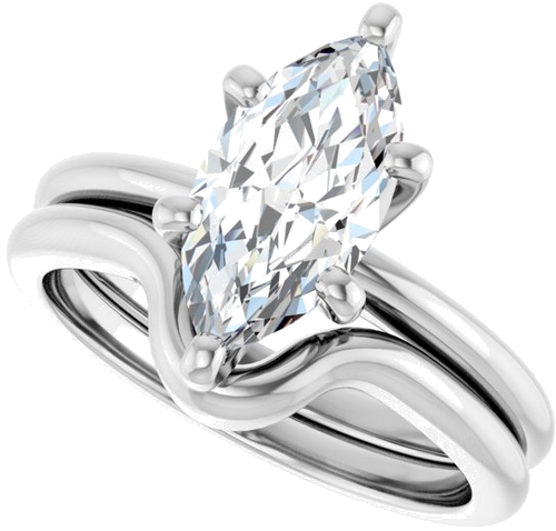 Sužadėtuvių Žiedas „Solitaire“ 585 Baltojo Aukso Marquise 12mm x 6mm (10)