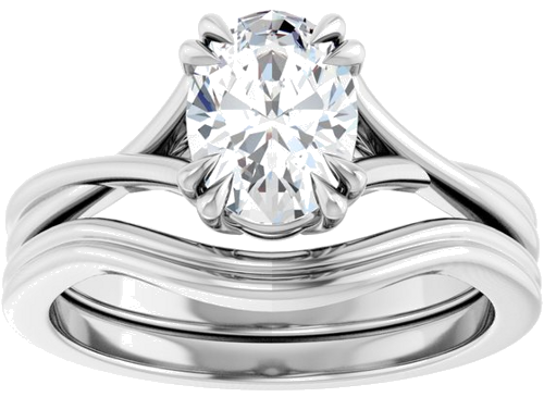 14K White 8x6 mm Oval Solitaire Engagement Ring Mounting (8)