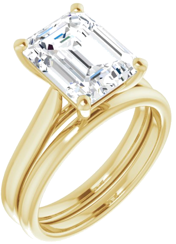 Sužadėtuvių Žiedas „Solitaire“ 585 Geltonojo Aukso Emerald 10mm x 8mm (6)